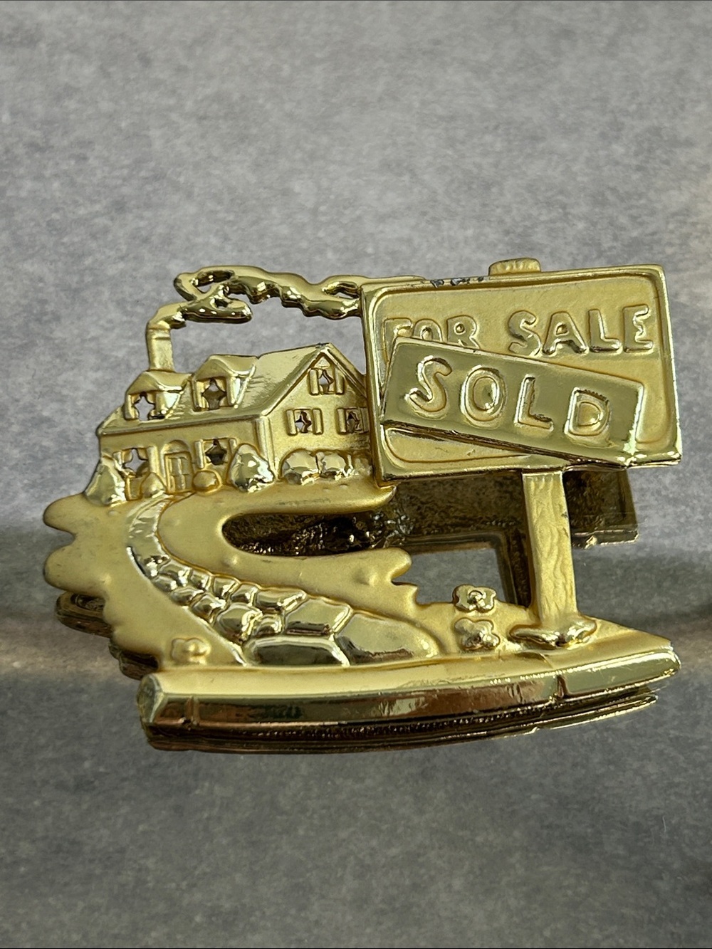 Gold 'For Sale Sold' Home Accent Brooch
